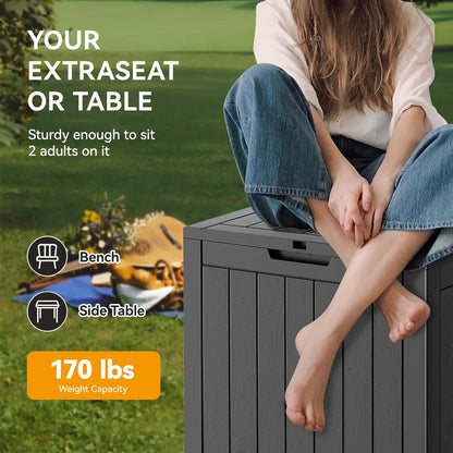 Outdoor Storage Box, 32 Gallon Deck Box Indoor Outdoor Storage Bin,Waterproof Resin Patio Storage