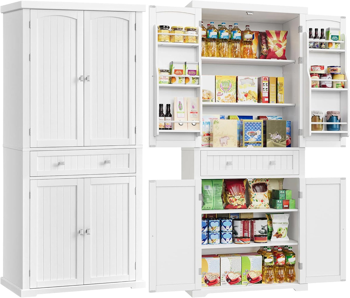 VASAGLE Pantry Cabinet, 71.7-Inch High Freestanding Tall Cupboard Storage Cabinet with a Drawer, 2
