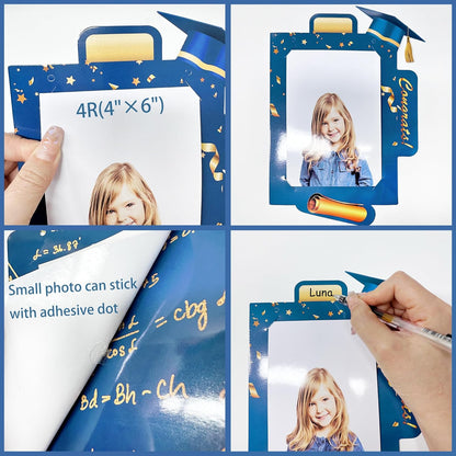 pinkblume Graduation Party Decorations Navy Blue and Gold Grad Photo Banner Royal Blue Gold