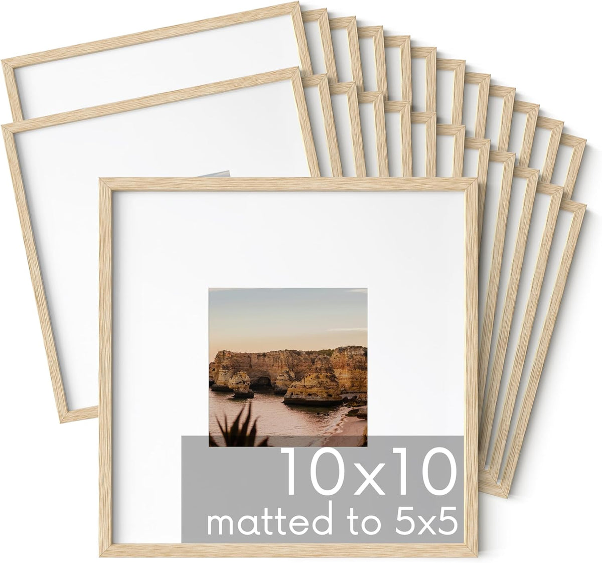 HAUS AND HUES Oak 10x10 Square Picture Frames, Set of 25, Beige, Wall-Mountable, Modern Gallery