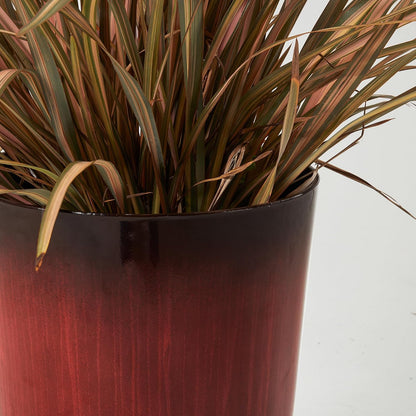 Worth Garden 23.5" H. Large Plastic Planters - Set of 2 Gradient Red Glossy Smooth Finish - Tall