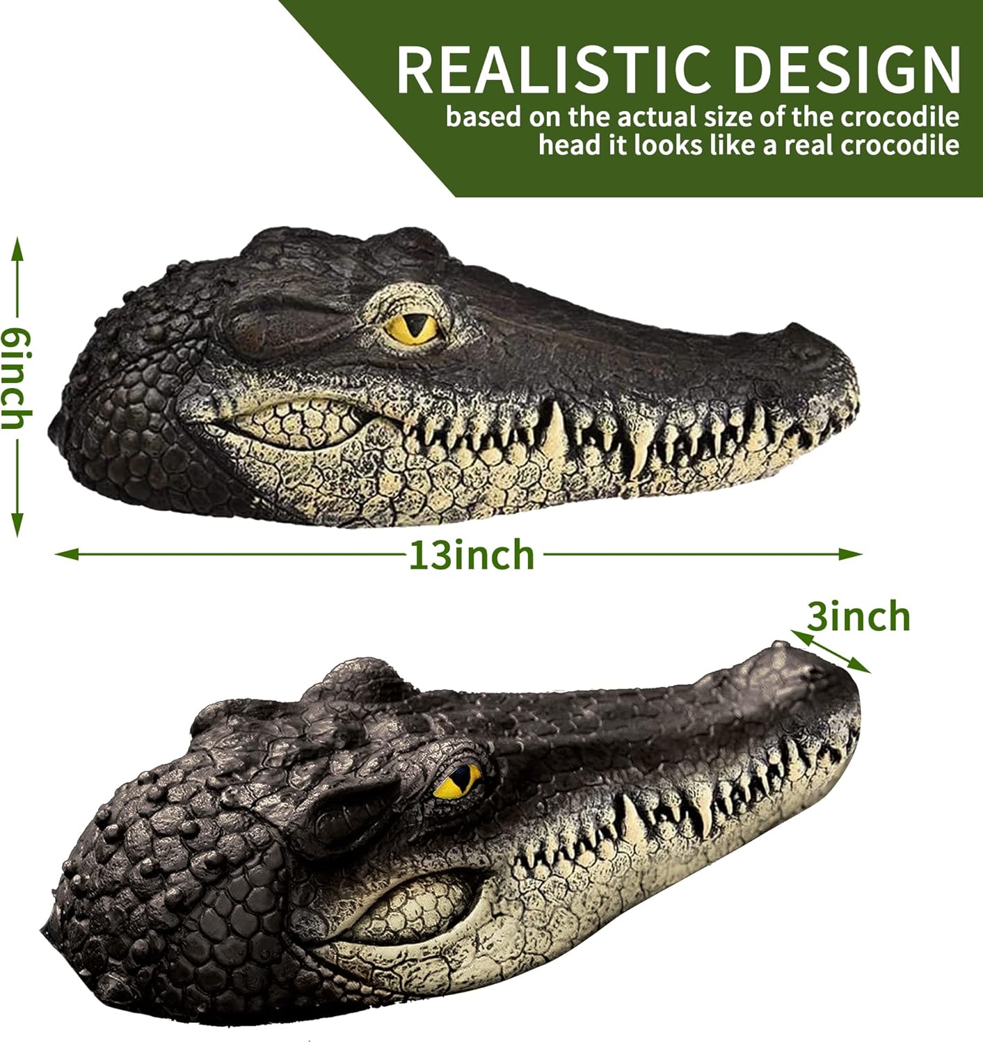 Floating Alligator Head,Alligator Head Decoy for Pool,Resin Crocodile Head for Swimming Pool and