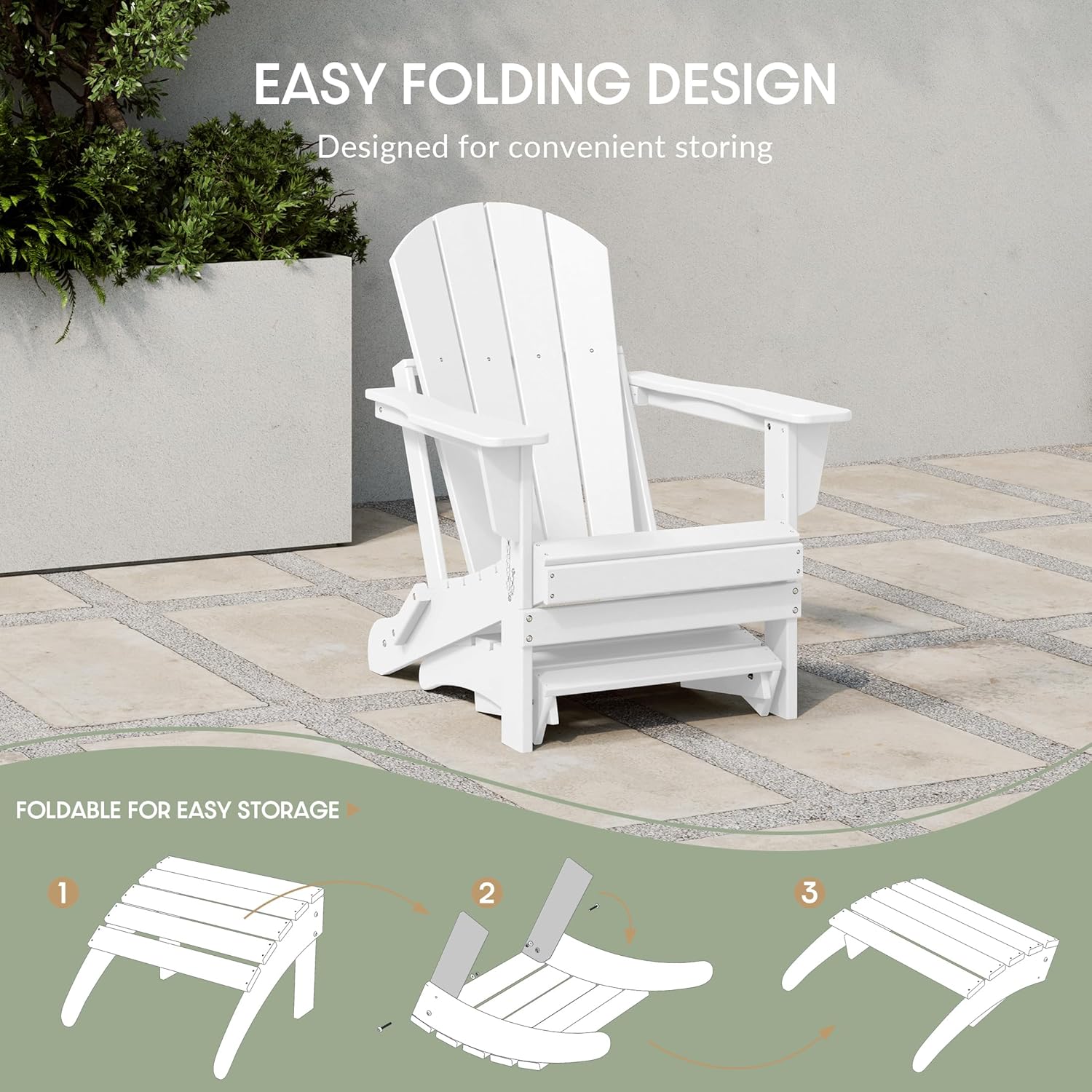 WestinTrends Outdoor Ottoman, Patio Adirondack Ottoman Foot Rest, All Weather Poly Lumber Folding
