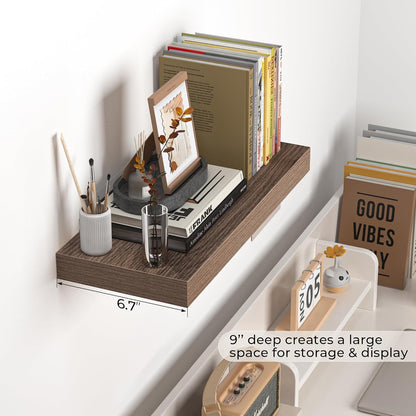 Fun Memories Floating Shelves - 16 Inch Wall Shelf for Decor & Storage - Wall Mounted Display