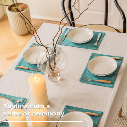 Home Brilliant Linen Placemats Set of 6 Heat Resistant Dining Table Place Mats for Kitchen Table