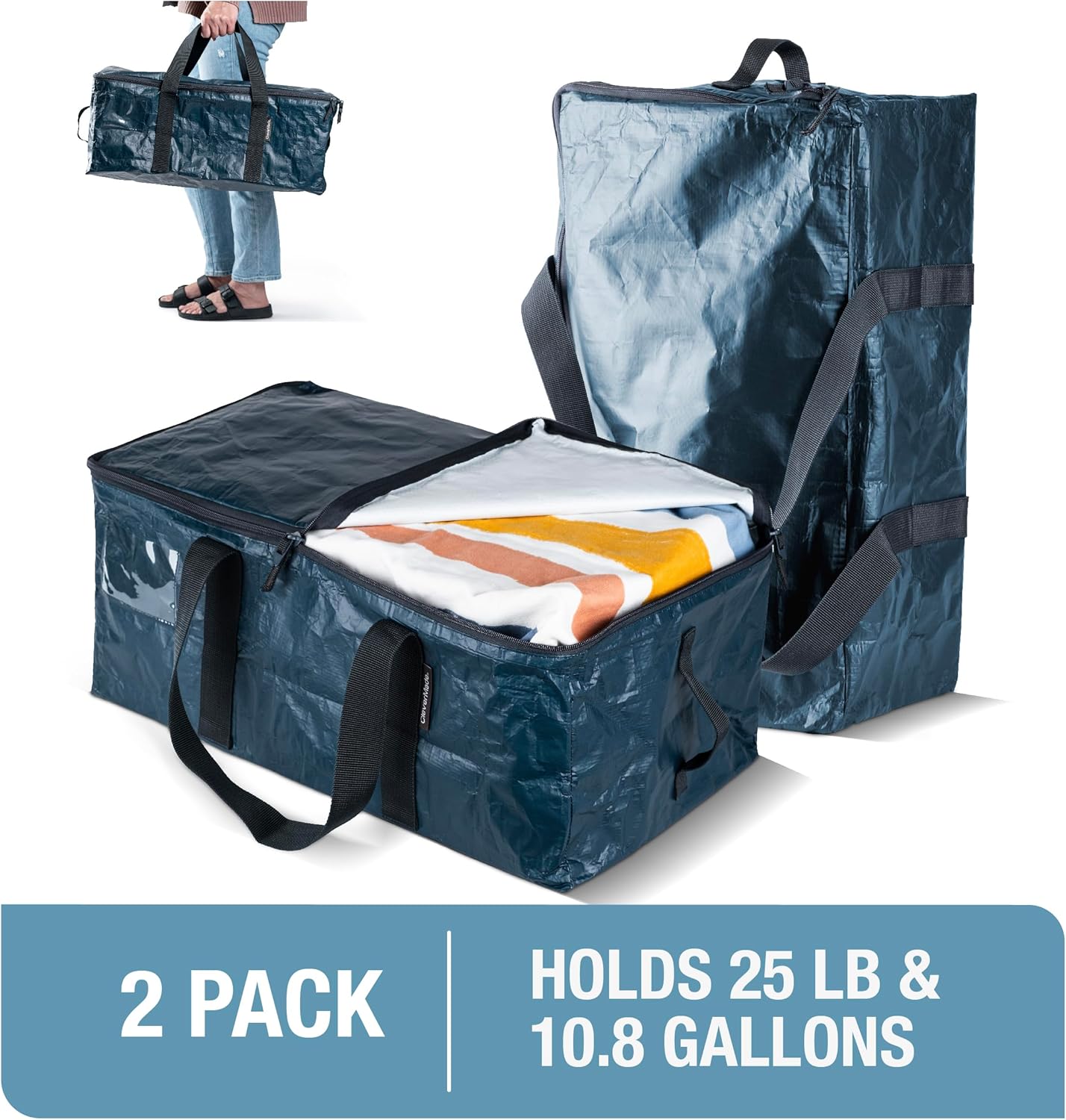 CleverMade Under Bed Storage Bag - Collapsible Storage for Shoes and Clothes Easy Use - Heavy Duty