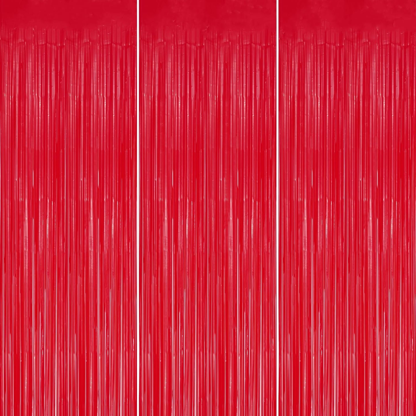3 Pack Foil Fringe Backdrop - Pastel Red Shiny Tinsel Curtains for Party Decoration/Photo Booth