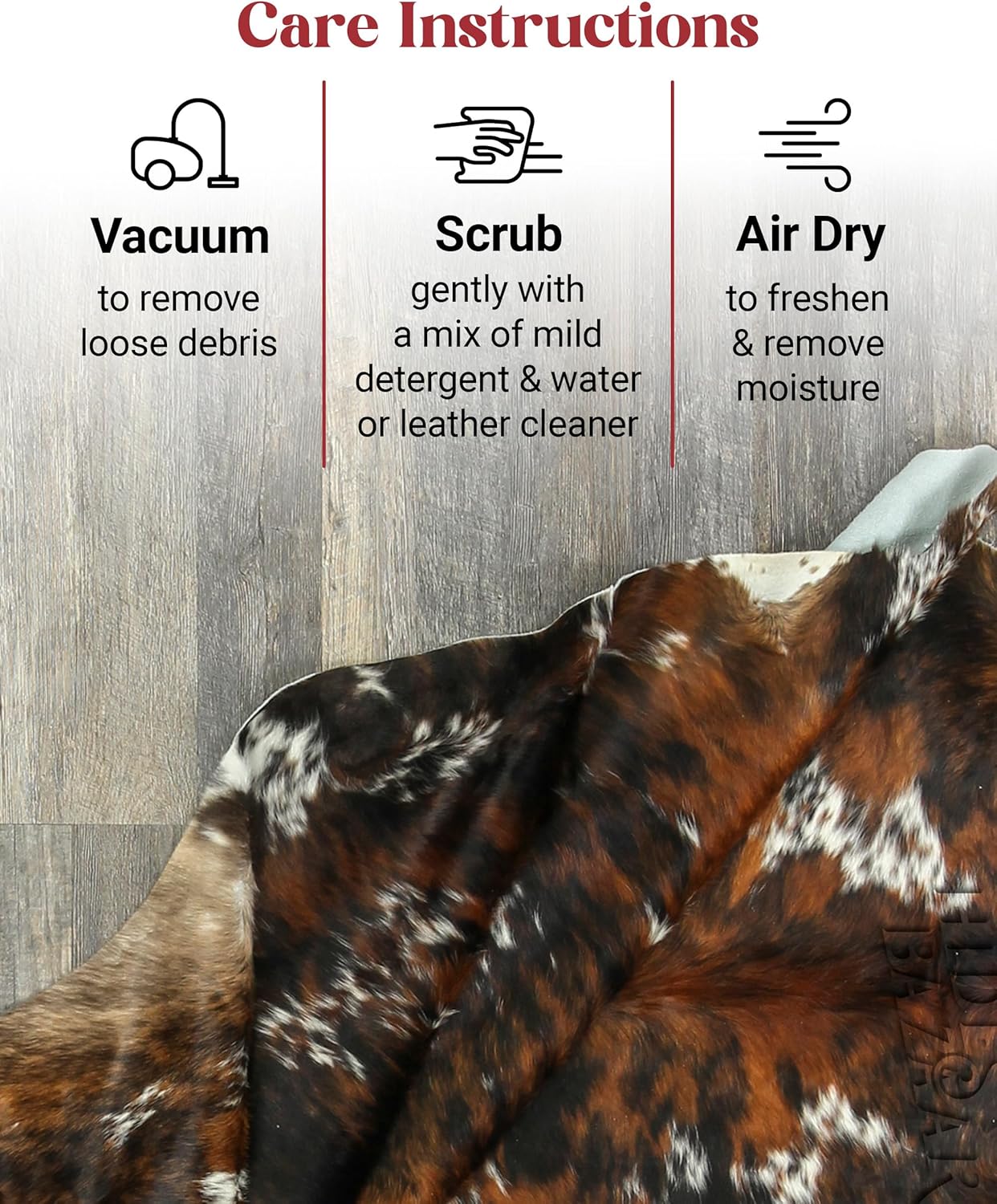 Natural Cowhide Rug for Home & Office Premium Dark Tricolor Cowhide Rug with Unique Dark Brown