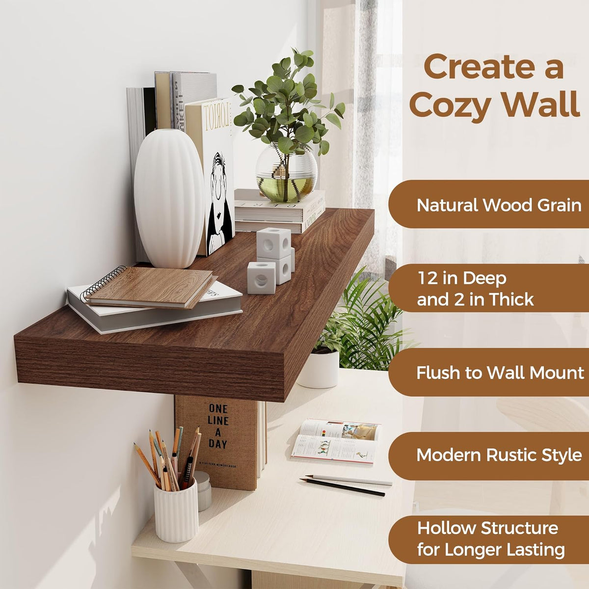 Floating Shelves 36 Inch Long, 12 Inch Deep Floating Shelves for Wall, 36 x 12 Shelves for Wall