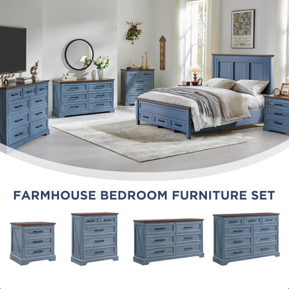 Farmhouse 6 Drawer Dresser for Bedroom, 52 Inch Wide Modern Dresser TV Stand with Large Drawers &