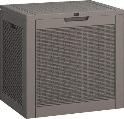 31 Gallon Deck Box, Resin Outdoor Storage Box, Waterproof and UV Resistant Deck Box, Lightweight