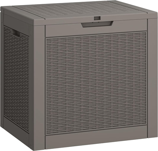 31 Gallon Deck Box, Resin Outdoor Storage Box, Waterproof and UV Resistant Deck Box, Lightweight