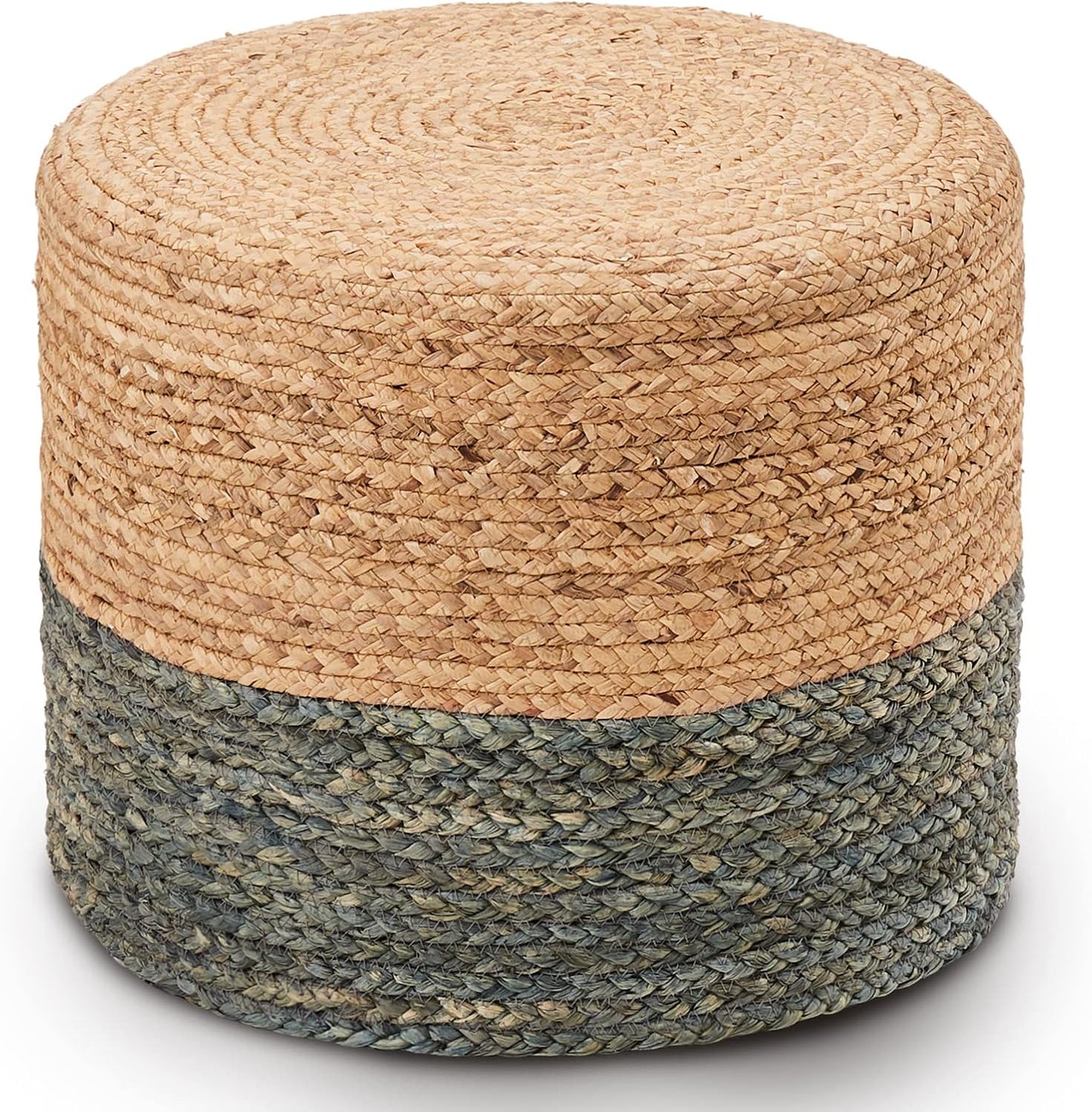 Wimarsbon 18'' Ottoman Pouf, Natural Braided Poof, Rustic Handweave Lounge Pouffe, Boho Footrest