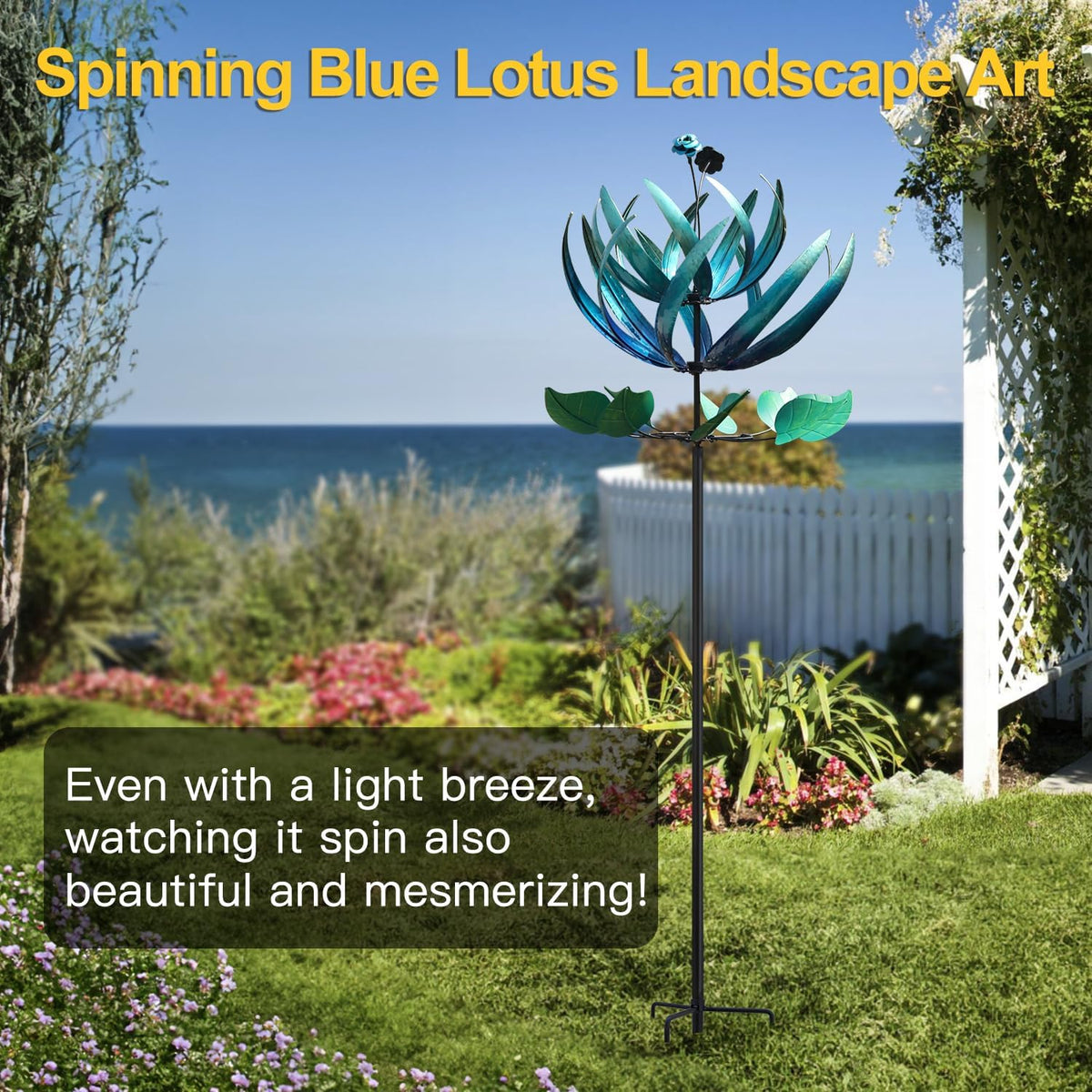 LimeHill Wind Spinner for Yard and Garden - Large Metal Windspinners for Outdoor Decorations (Blue