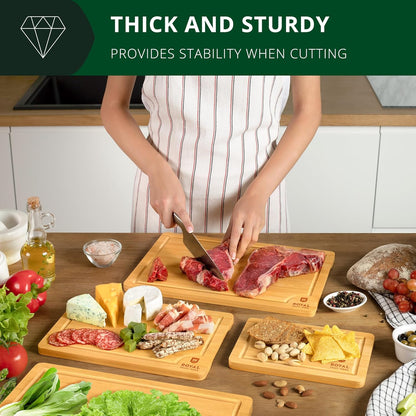 ROYAL CRAFT WOOD Wooden Cutting Boards for Kitchen Meal Prep & Cutting - Bamboo Wood Cutting Board
