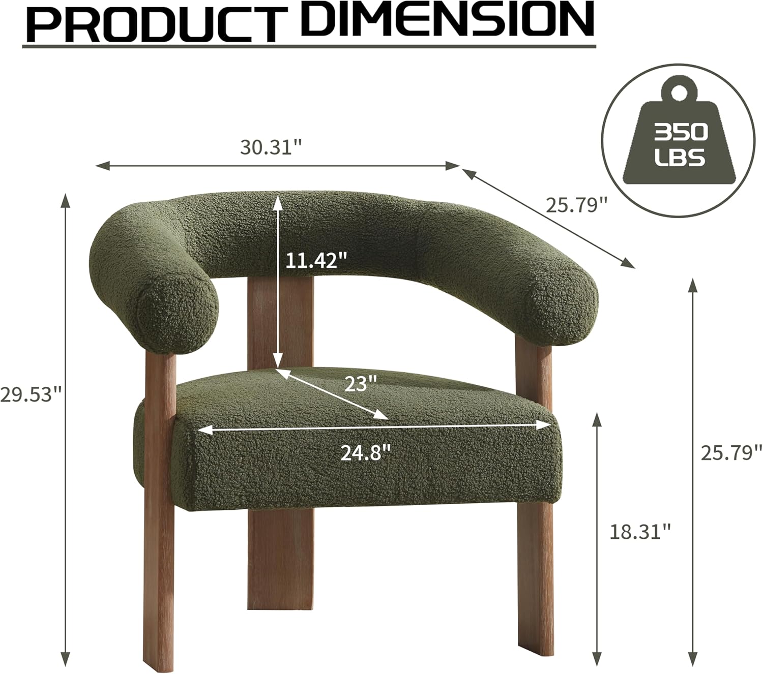 VKNOW Accent Chairs Living Room Chairs, Modern Upholstered Armchair with Solid Wood Legs, Comfy