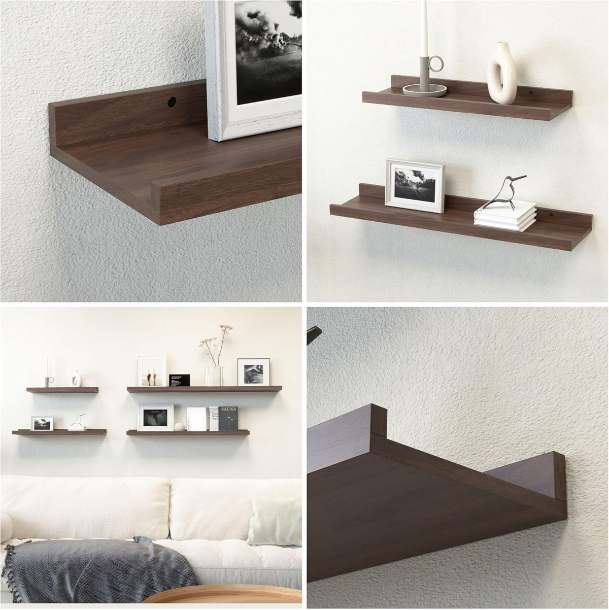 RICHER HOUSE 5 Set Floating Shelves for Wall Decor, Wall Mounted Book Shelf, Nursery Shelves