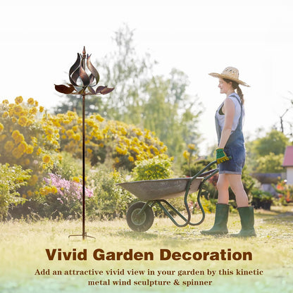 Wind Spinners Outdoor - Large Tulip Metal Bronze Color Wind Sculptures & Spinner, Kinetic Gift