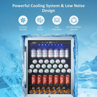 24 Inch Beverage Refrigerator Cooler,210 Cans Wide Beverage and Beer Fridge with Glass Door and