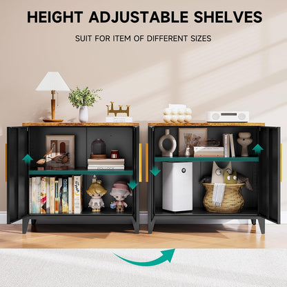 SISESOL Black Storage Cabinet with Doors and Shelves,30 inch Pantry Cabinet Sideboard with