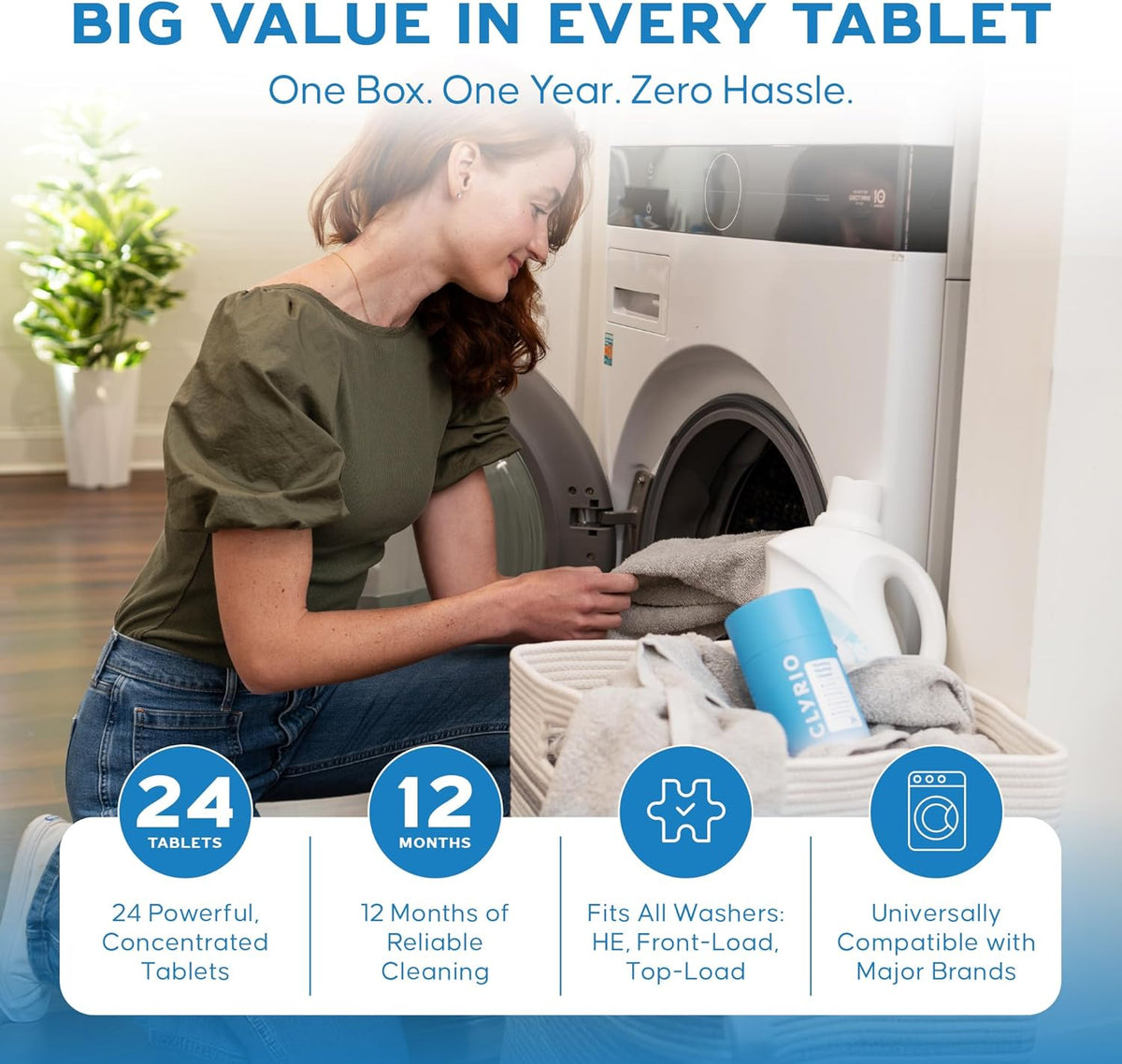 Clyrio Washing Machine Cleaner, 1-Year Supply of Washing Machine Cleaning Tablets, Great for