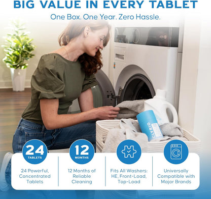 Clyrio Washing Machine Cleaner, 1-Year Supply of Washing Machine Cleaning Tablets, Great for