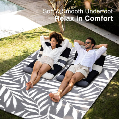 OLANLY Waterproof Outdoor Rug 5x8 ft, Reversible Outdoor Plastic Straw Rug with Leaf Pattern, RV