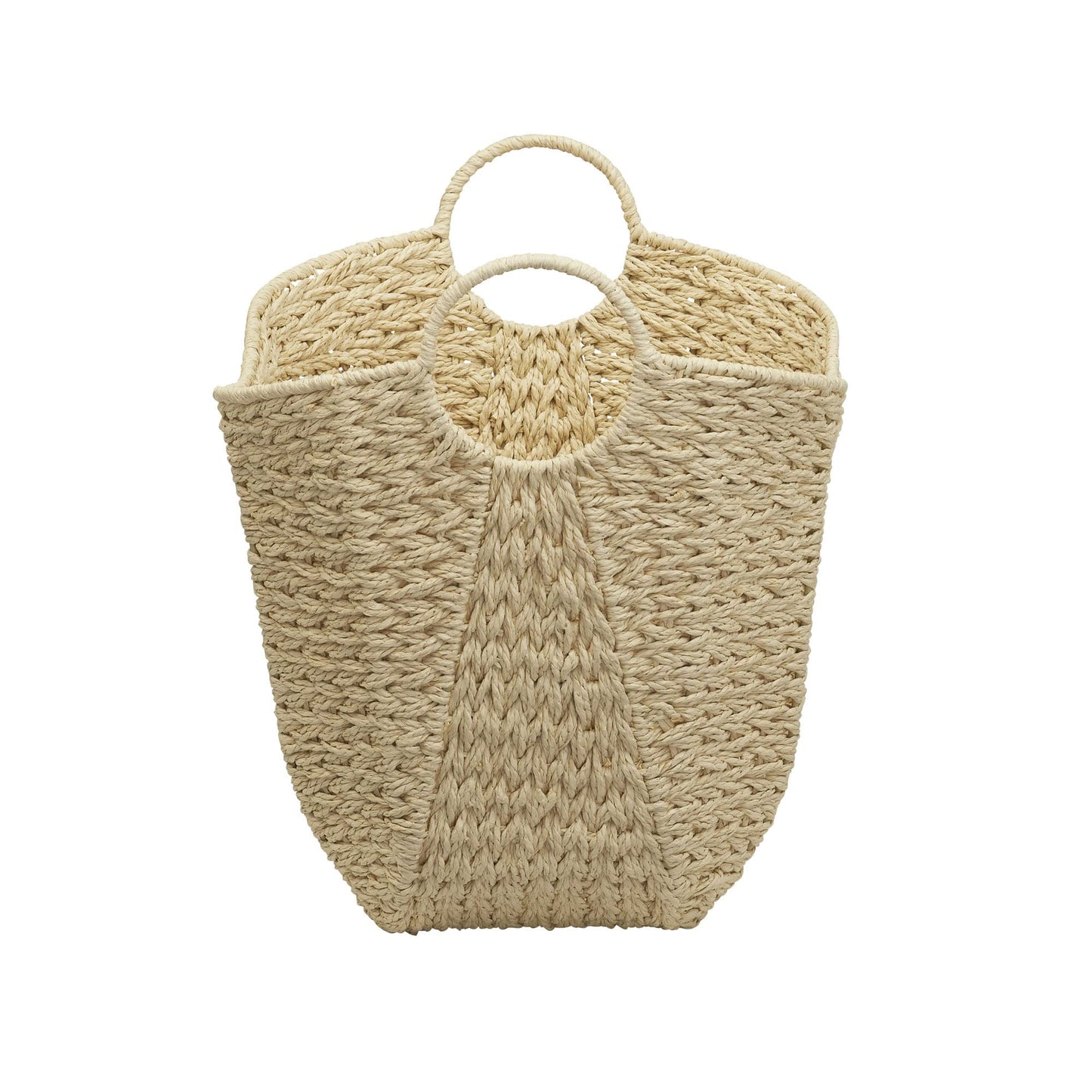 Household Essentials Cream Paper Rope Basket with Handles, Natural Woven Storage Basket