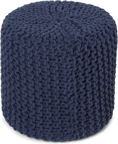 REDEARTH Cylindrical Pouf Ottoman -Hand Knitted Poof Pouffe Accent Chair Seat Footrest for Living