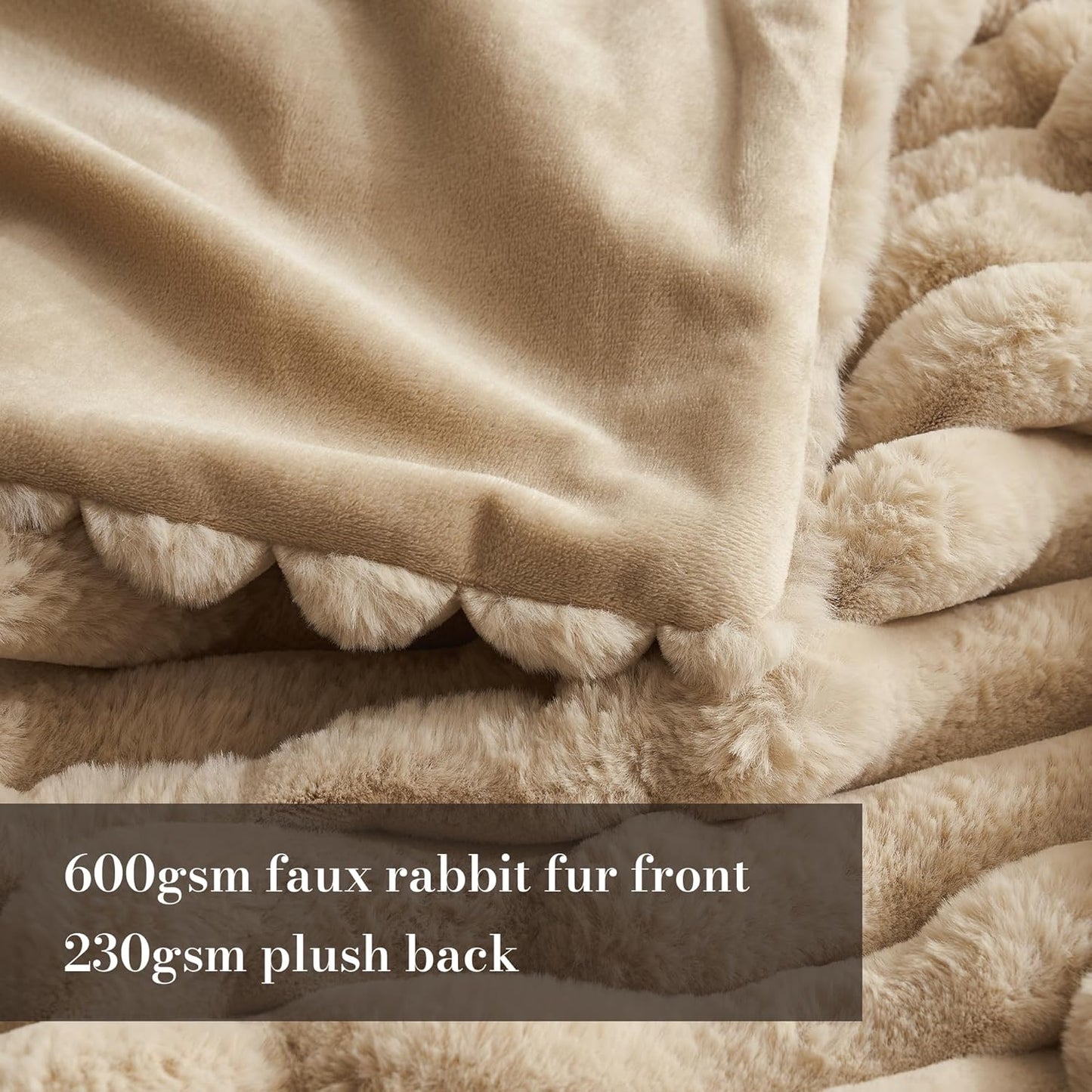 Amélie Home Faux Fur Throw Blanket for Couch, Cozy Fuzzy Fluffy Fur Luxurious Soft Striped Plush