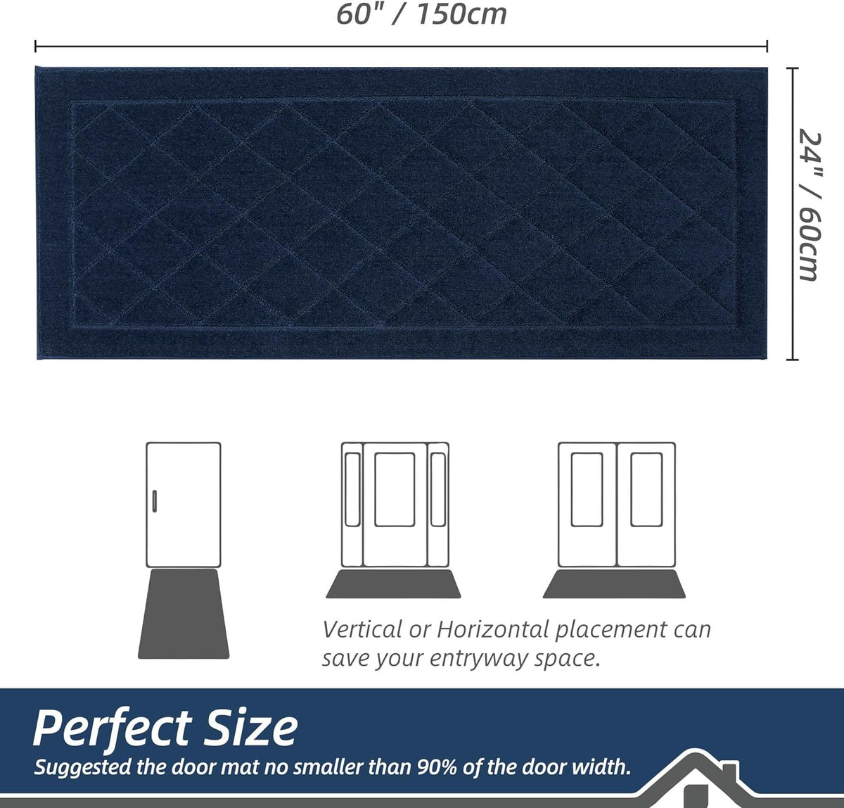 BEQHAUSE Dirt Trapper Door Mat 24" x 60", Doormat Non-Slip Entryway Rugs Washable, Dog Door Mat