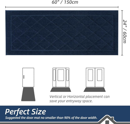 BEQHAUSE Dirt Trapper Door Mat 24" x 60", Doormat Non-Slip Entryway Rugs Washable, Dog Door Mat