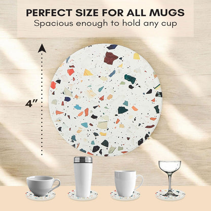 Terrazzo Drink Absorbent Coasters with Holder Set of 6, Ceramic Coaster for Drinks, Coffee Table