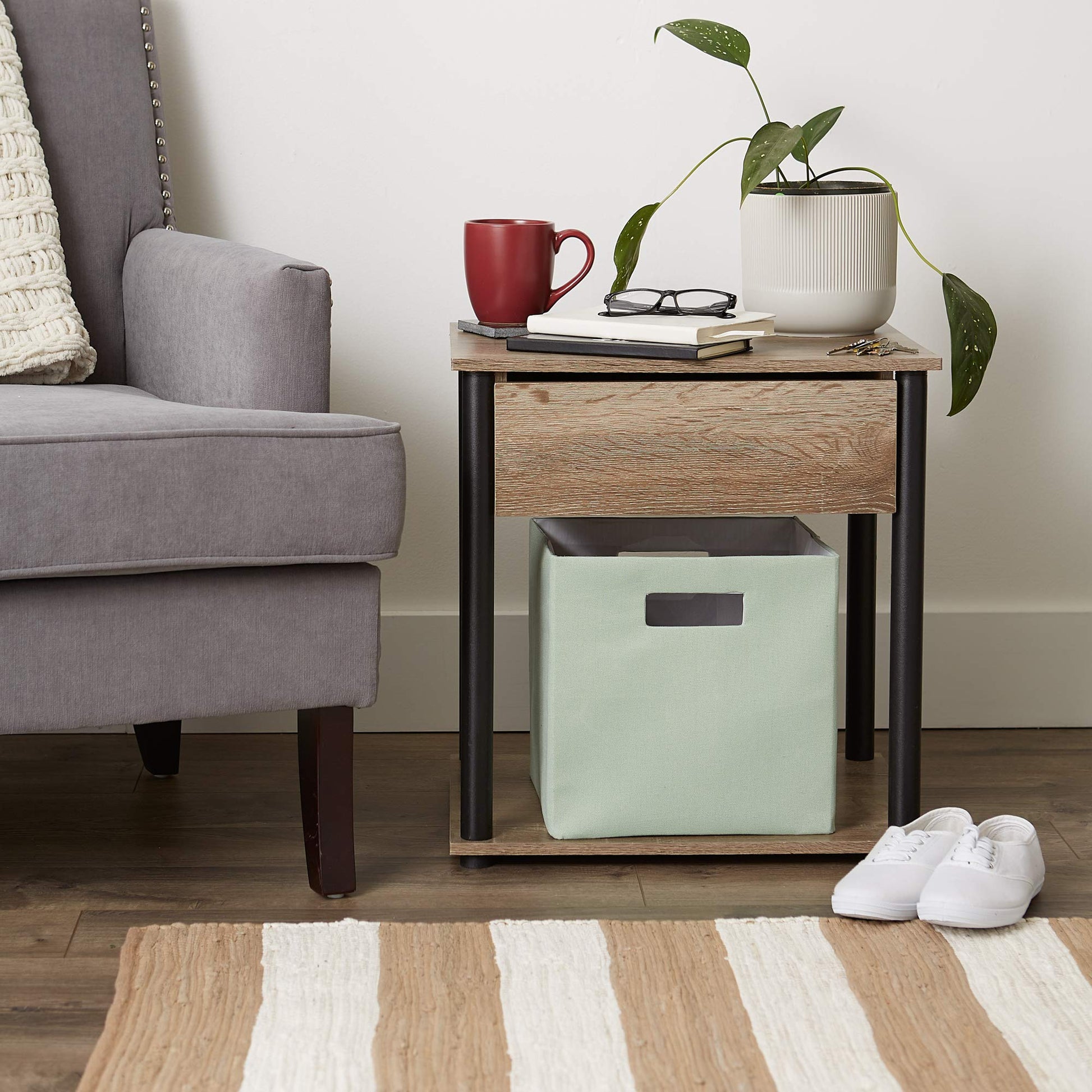 DII Fabric Storage Cube Organizer Bin 11x11x11 Foldable, Mint