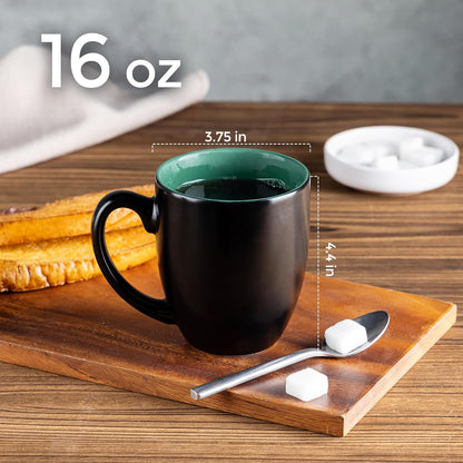 GBHOME 16oz Coffee Mugs Set of 6, Large Ceramic Coffee Mugs for Man, Woman, Dad, Mom, Modern Coffee