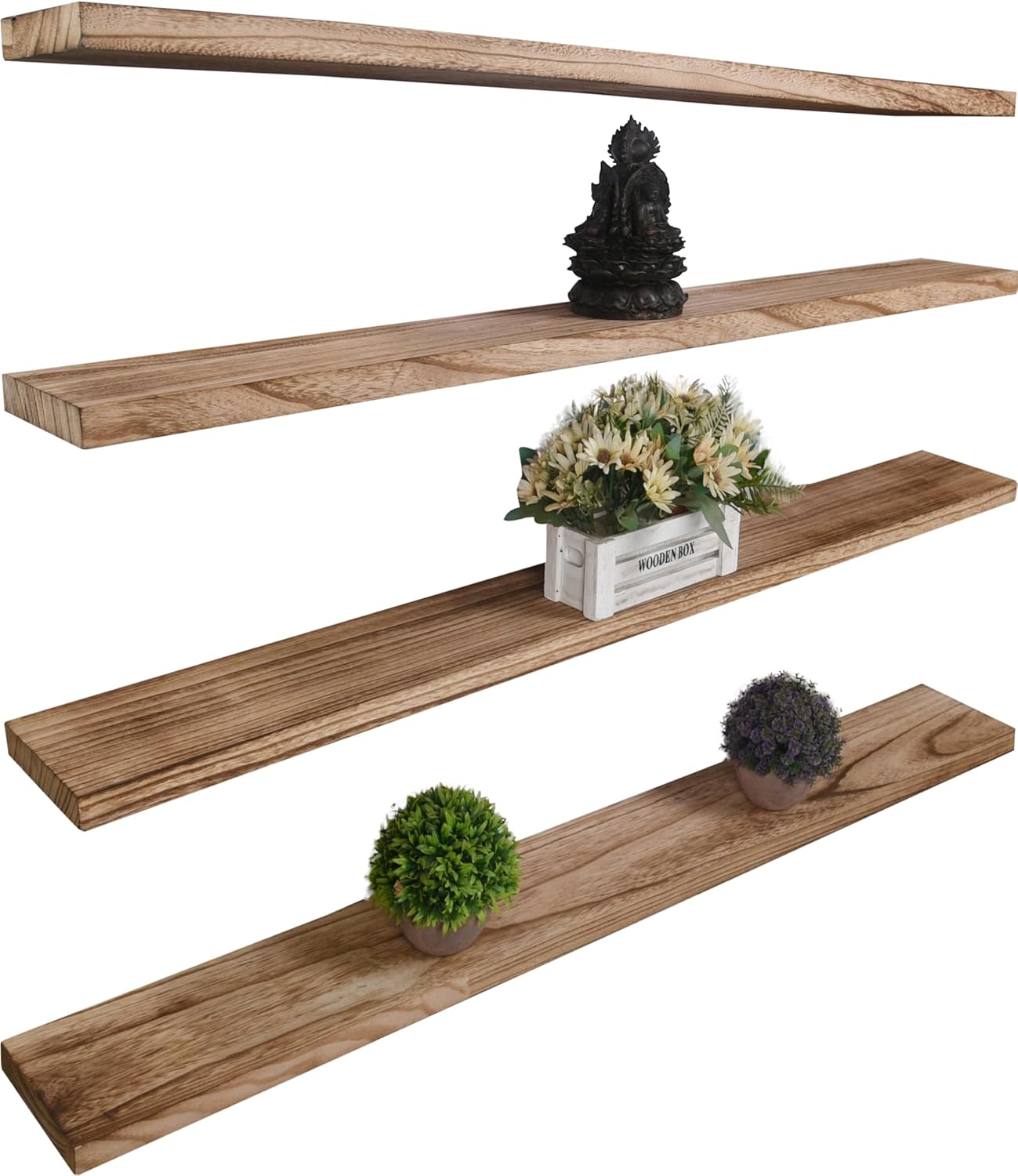 Wood Floating Shelves for Wall Decor, Rustic Wall Shelves for Bedroom Bathroom Kitchen Living Room