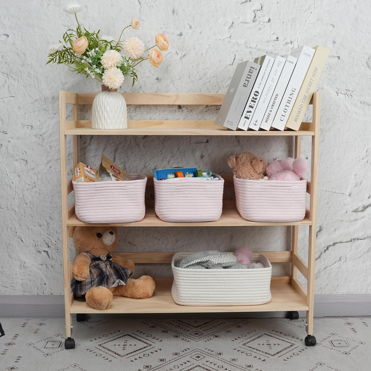 Small Woven Storage Baskets 12“X8”X5“ Decorative Rope Bins for Organizing Shelves, Closets, and