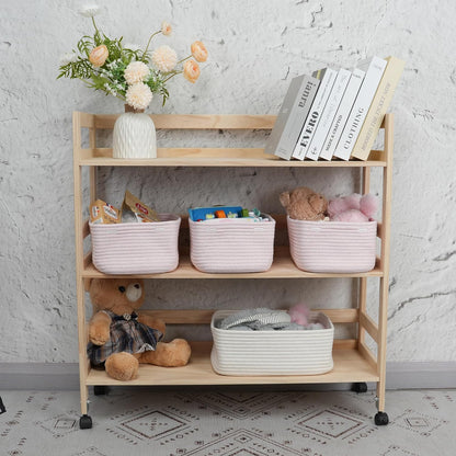 Small Woven Storage Baskets 12“X8”X5“ Decorative Rope Bins for Organizing Shelves, Closets, and
