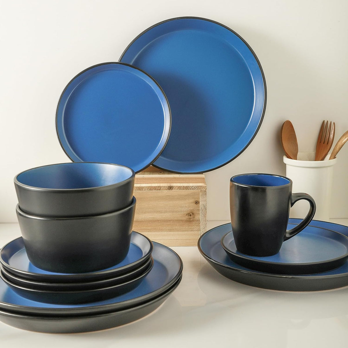 Stone Lain Albie Stoneware 32-Piece Modern Dinnerware Set, Kitchen Plates and Bowls Sets, Dish Set
