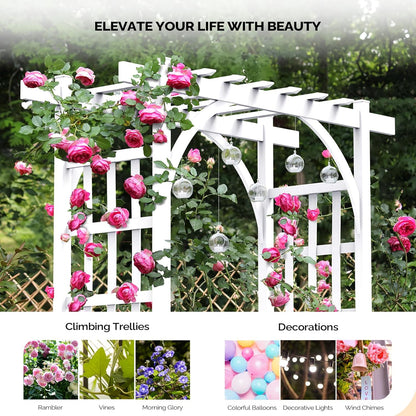 VINGLI Garden Arbor, PVC Wedding Arch for Ceremony Party, Garden Trellis for Climbing Plants