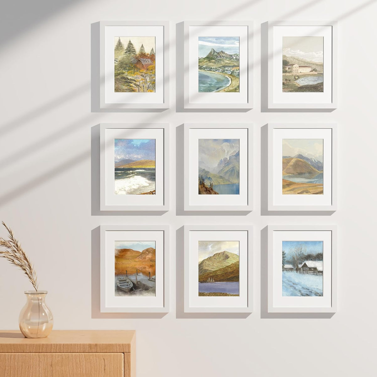 Vittanly 8.5x11 Picture Frames Set of 9, Shatter Resistant Plexiglass, Display 6x8 Pictures with