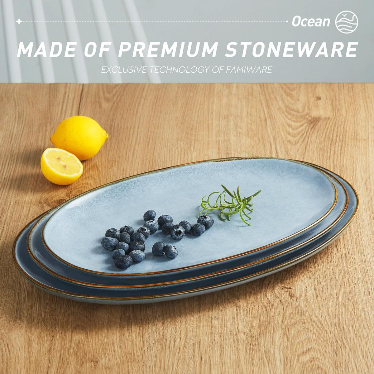 famiware Serving Platter, Oval 15.59/14.3/12.9inch Serving Dishes for Entertaining, Serving Bowls