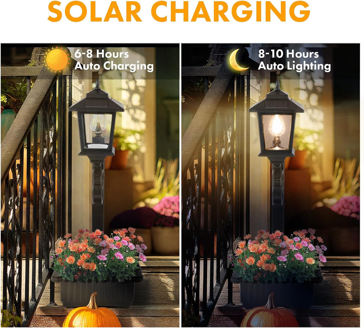 Solar Lamp Post Light with Planter, 2 in 1 Outdoor Flower Pots, Wall Mount or Freestanding