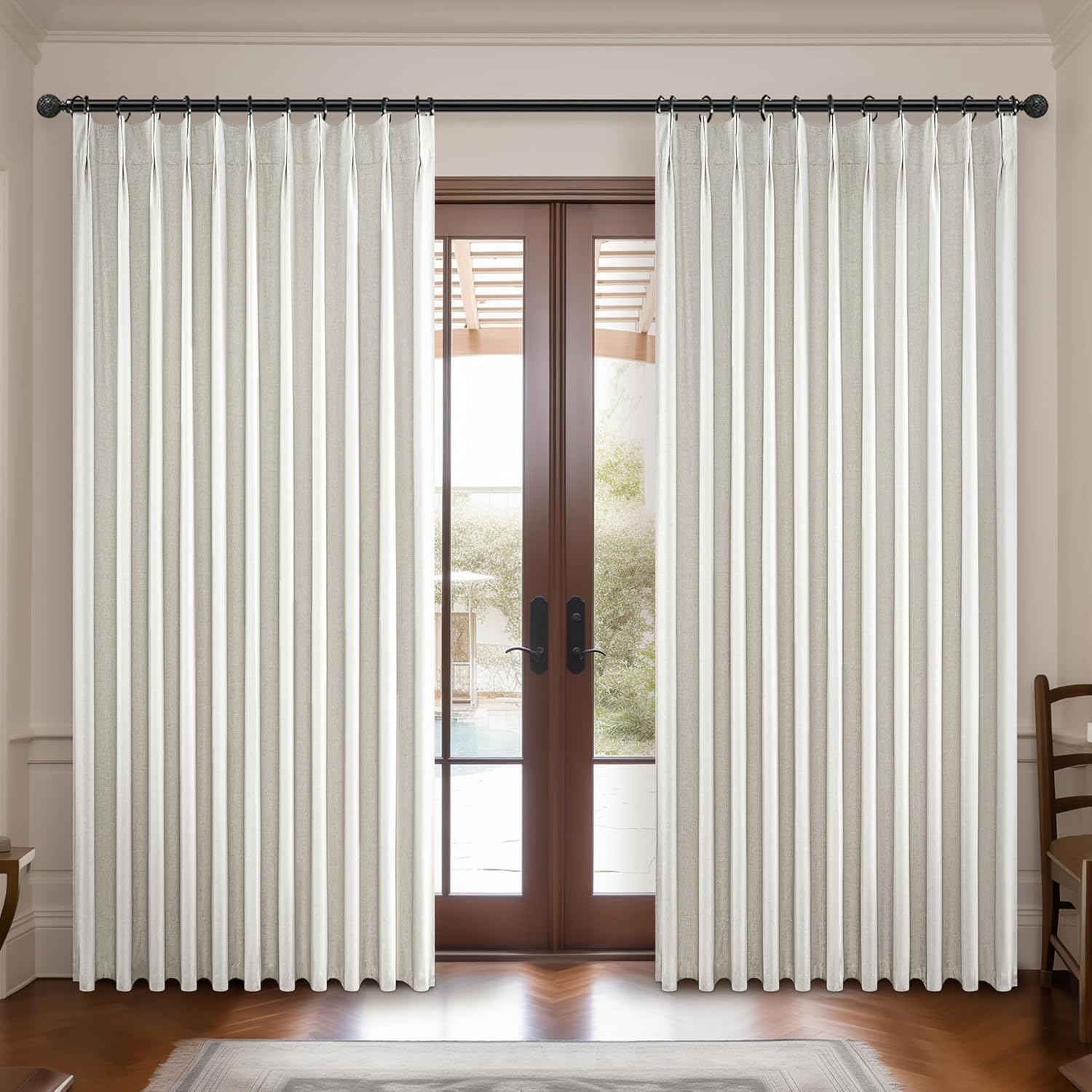 Blackout Curtains 70 Inches Total 140 width Extra Wide Pinch Pleated Long Curtain for Living Room