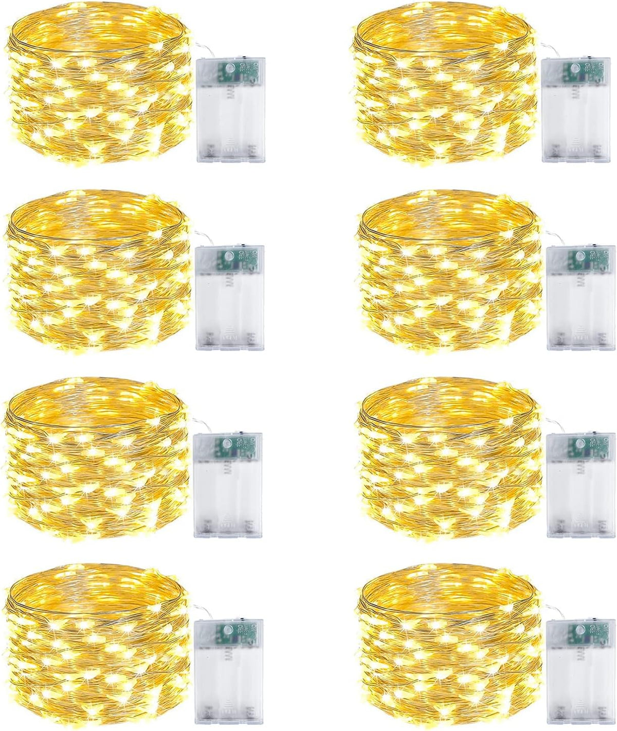 8-Pack Fairy Lights Battery Operated with Timer, Waterproof 16FT 50 LED String Lights Indoor
