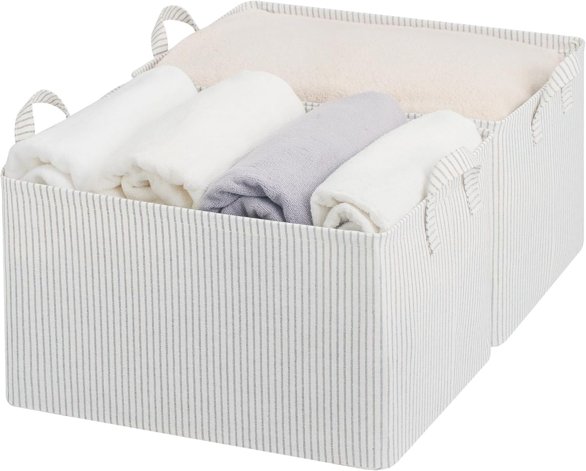 StorageWorks Storage Bins, Fabric Storage Bins for Shelves, Extra Large Storage Baskets with Metal