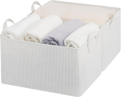 StorageWorks Storage Bins, Fabric Storage Bins for Shelves, Extra Large Storage Baskets with Metal