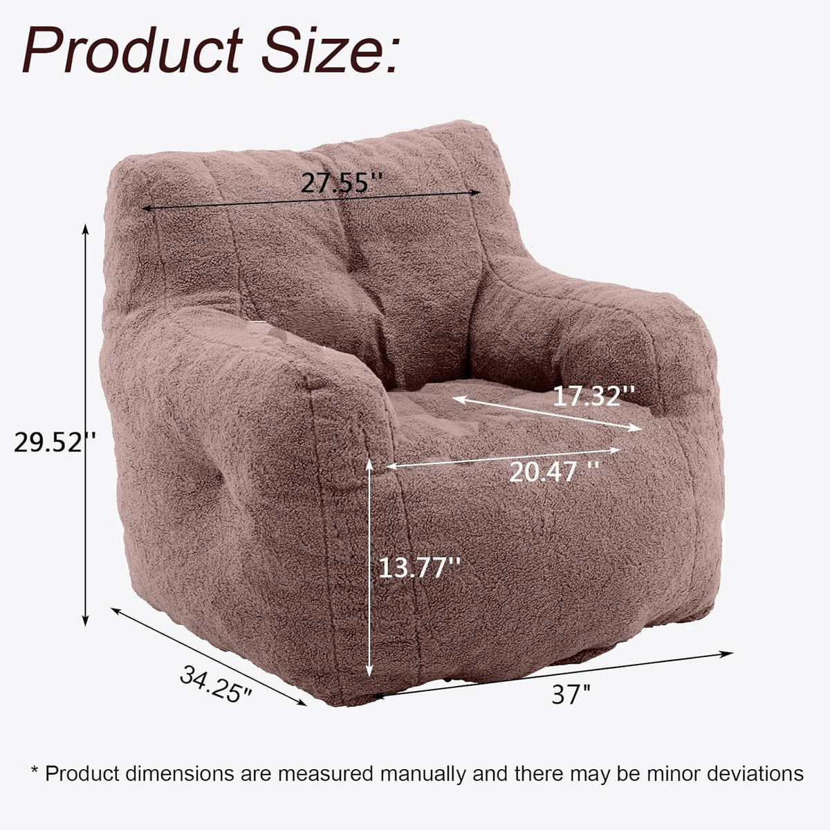 Recaceik Bean Bag Chairs, Tufted Soft Stuffed Bean Bag Chair with Filler, Fluffy Lazy Sofa Chair