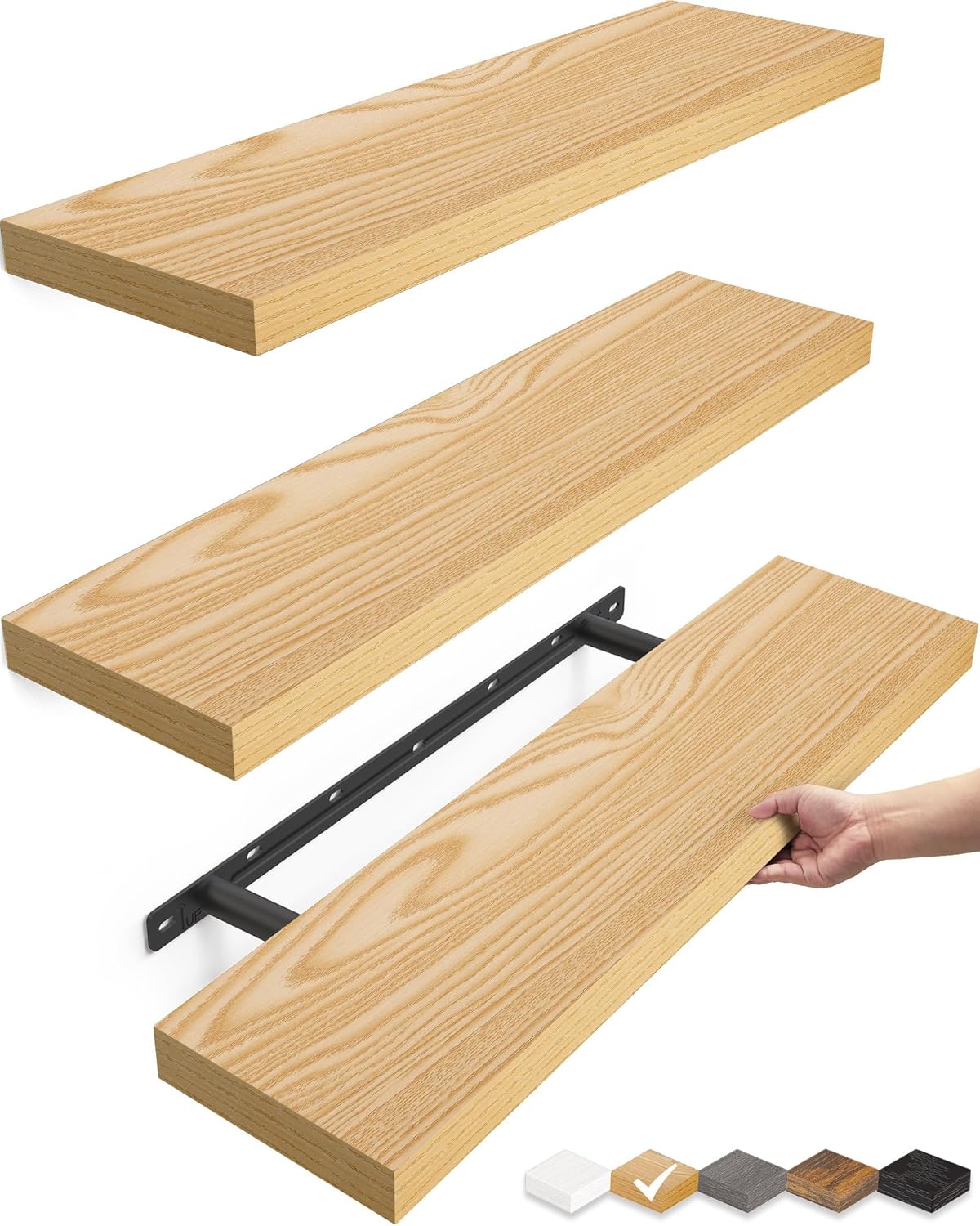 BAYKA Floating Shelves for Wall, 22.5 inches Wall Mounted Rustic Wood Shelves for Bathroom