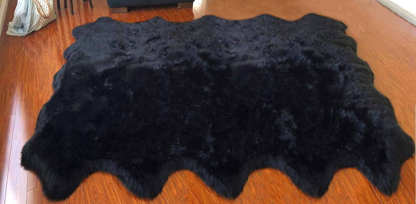 LAMBZY Faux Sheepskin Hypoallergenic Free Shape Silky Shag Rug, Luxury Shaggy Silky Plush Carpet